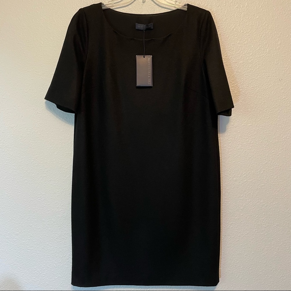 Trussardi black wool dress 46